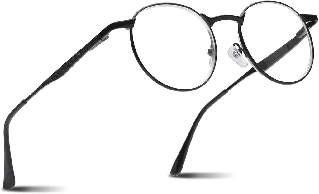 2SeeLife Round Metal Wire Rimmed Reading Glasses for Men & Women – Medium–Wide Fit, Durable, Spring Hinges, Premium Readers, Black, +2.50
