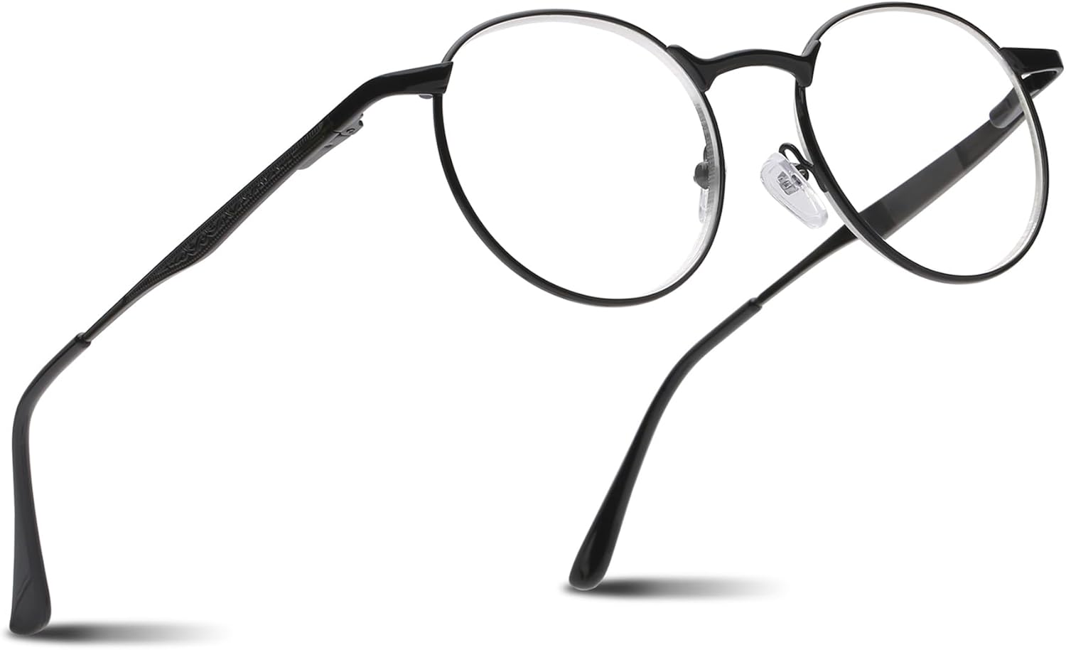 2SeeLife Round Metal Wire Rimmed Reading Glasses for Men & Women – Medium–Wide Fit, Durable, Spring Hinges, Premium Readers, Black, +3.50