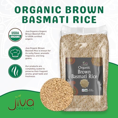 Jiva Organic Brown Basmati Rice 4 LB Bag - Premium Quality, Authentic Indian Origin, Whole Grain