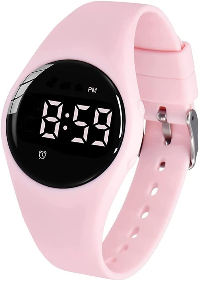 Vibrating Alarm Watch, Water Resistant Potty Training Wristband Rechargeable Medical Reminder Watch with Timer and 15 Daily Alarms (Pink)