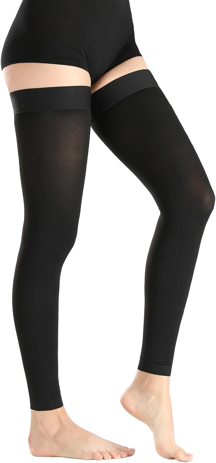 Thigh High Medical Compression Stockings For Women & Men,20-30 mmHg Thigh High Compression Socks,Firm Graduated Support Hose with Silicone Dot Band-Ideal for Athletic,Flight,Travel Use