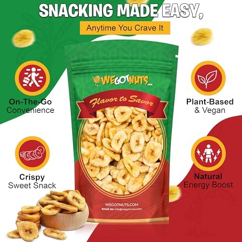 We Got Nuts Premium Dried Banana Chips 64oz (4 Pounds) Fresh, Crispy & Sweetened, Sealed For Freshness - We Got Nuts