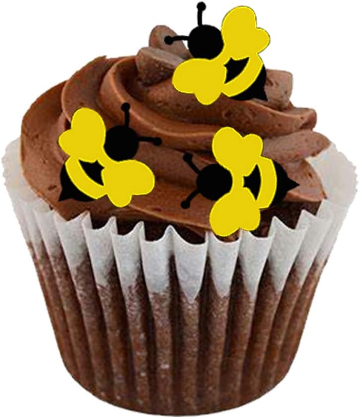 40pcs 1.2" Bee Edible Wafer Ppaer for Cupcake & Cake Toppers,Lollipop Decoration