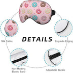 Silk Sweet Donut Sleep Eye Mask Chocolate Candy Food Polka Dot Stars Adjustable Strap for Travel Nap Shift Work Office
