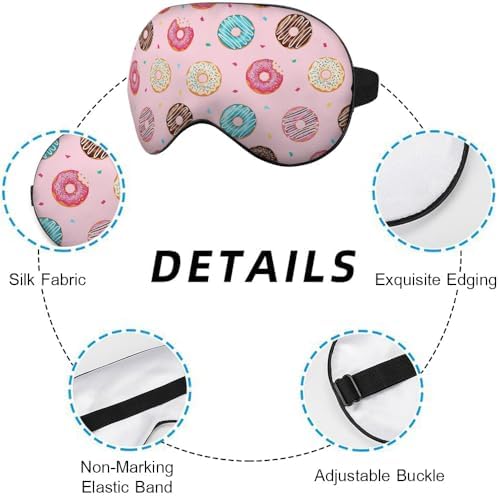 Silk Sweet Donut Sleep Eye Mask Chocolate Candy Food Polka Dot Stars Adjustable Strap for Travel Nap Shift Work Office
