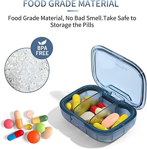 3 Pack 3 Compartment Pill Box, Moisture Proof Pill Case, Travel Pill Organizer for Pocket Purse, Daily Portable Medicine Vitamin Box, Fish Oil Box, Supplement Box