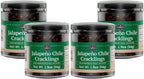 Pack of 4 - SMP Jalapeño Chile Cracklings – Crispy & Mildly Spicy Fried Jalapeños, Mexican Chili Crisp & Crunch, Dried Chilli Toppings for Tacos, Salsas, Guacamole & More, 1.9 oz