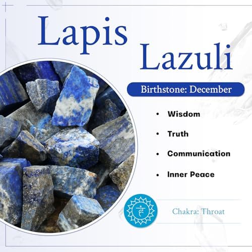 mookaitedecor 4 Piece Lapis Lazuli Stones Engraved Chakra Symbols Polished Palm Stones for Reiki Crystal Healing