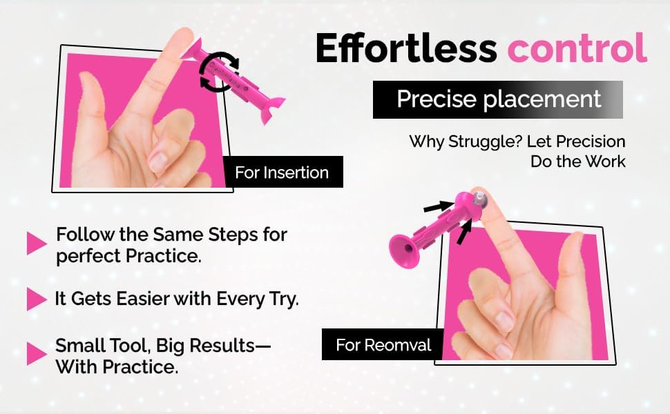 OptiWand Pink 2 Pack Small Soft Contact Lens Removal & Insertion Tool - Silicone Rubber Soft Lens Applicator & Remover Device with Pincher End & Finger Grips - Safe & Easy on Eyes, Travel Size 1.75"