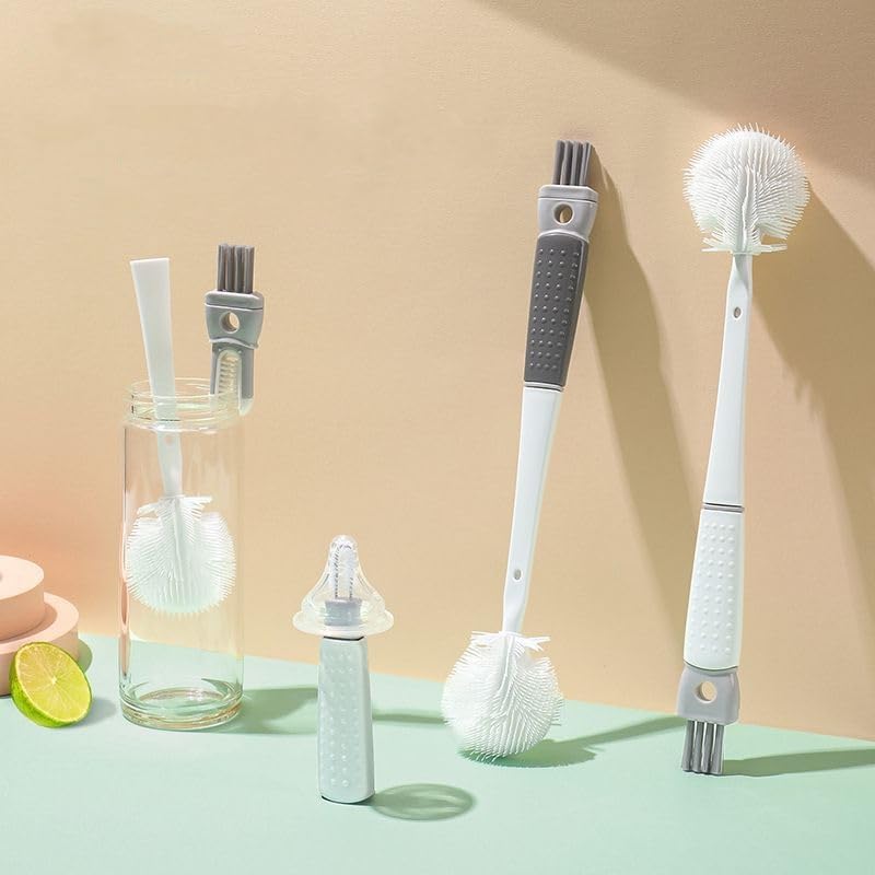 5 in 1 Detachable Multi-Functional Cup Bottle Cleaning Brush Set, Portable Long Handle Bottle Cleaner for Washing Narrow Neck Cup, Spout/Lid Cleaner Brushes