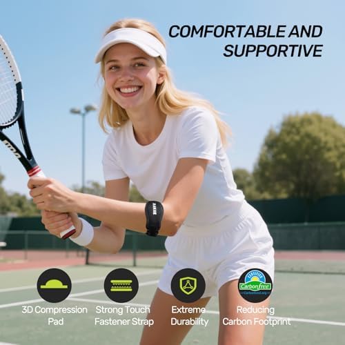 2 Pack Tennis Elbow Brace for Men Women, Adjustable Non-slip Golfer Elbow Strap with Support Compression Pad, Counterforce Brace for Sports, Fit 7.08-14.17", Blue