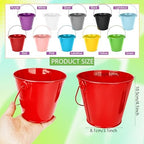 10 Pcs Mini Metal Bucket with Handle Small Colorful 4.73 x 3.94 x 3.19 Inch Bucket for Christmas Classroom Party Crafts Beach, 10 Colors