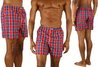ToBeInStyle Men's Pack of 3 or 6 Button Fly Loose Fit Tartan Plaid Boxer Shorts