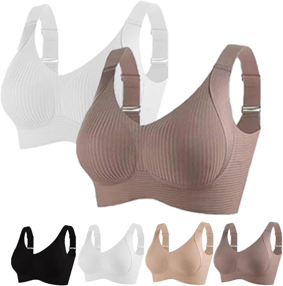 Generic Women's Floralshe Wireless Bra, Lifting Anti-Sagging Bra (2PCS-E, Large)