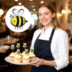 30Pcs Bee Cake Toppers Double Layer Bee Card Cake Toppers Bumble Bee Cupcake Little Bee Cake Decorations Bumble Figurine Cupcake Picks for Bee Theme Boys Girls Birthday Party Decoration Supplies