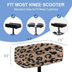 SPRING SEAON Knee Scooter Cushion Pad Cover for Adults Comfortable Plush Soft Cushion for Knee Scooters and Walker Accessories for Pain Relief（Brown Leopard Print）