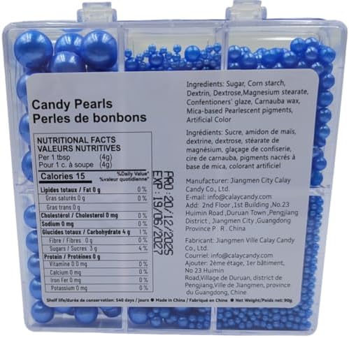 Blue Pearl Sprinkles for Cake Decorating, 4 Sizes Mix Size, Edible Pearls for Cupcake Topper, Ice Cream, Donuts, Baking Decoratings (2mm, 4mm, 7mm, 10mm)