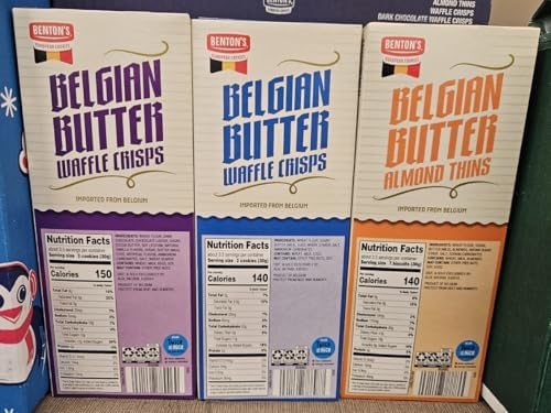 Bentons Belgian Butter Waffle Crisps & Almonds Thins 3.52oz 100g (Three Boxes)