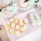 40PCS Edible Circle Wedding Groom Bride Cupcake Toppers Mr Mrs Cupcake Picks for Bridal Shower Engagement Newly Married Happy Wedding Cake Cupcake Decorations Proposal Party Decors