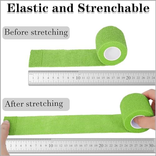 8 Pack 2 in x 5 Yards Cohesive Wrap Self Adhesive Bandage Wrap Elastic Self Adherent Bandage Self Stick Vet Tape for Athletic, Wrist, Ankle, Knees, Pets (Grass Green)