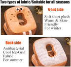 Ear Piercing Pillow for Side Sleepers,Donut Pillow for Ear Cute Cartoon Pain Relief A-Side: Crystal Velvet; B-Side: Cool Ice Grid, Washable