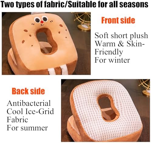 Ear Piercing Pillow for Side Sleepers,Donut Pillow for Ear Cute Cartoon Pain Relief A-Side: Crystal Velvet; B-Side: Cool Ice Grid, Washable