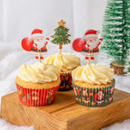 Anniversary House 28 pcs Christmas Cake Toppers, Santa Cupcake Decoration Set, Premium Cupcake Kit, J207