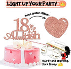 Rose Gold Glitter 18 and Adultish Cake Topper for Eighteen Birthday Party, Time To Adult Cake Decorations, 18th Birthday Party Decorations for Girls Boys