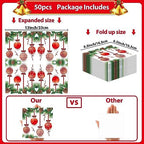 50pcs Christmas Guest Napkins 3 Ply Holiday Disposable Paper Pack Christmas balls Paper Luncheon Dinner Hand Napkins Christmas tree Theme Beverage Disposable Napkins for Xmas Party