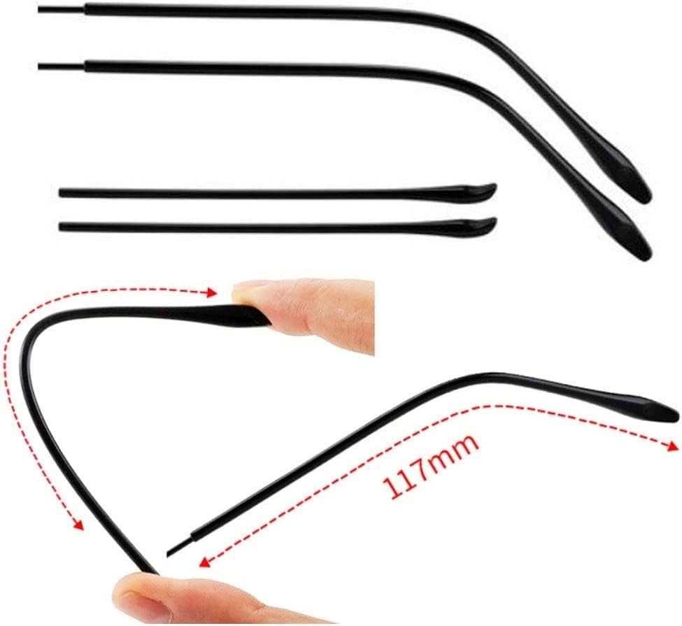 VIORNO Glasses Legs,Eyeglass Legs,2 Pairs Ear Anti-Slip Holder Long Temple Tips Ear Pads Tube Eyewear Retainers Replacement Tips for Thin Metal Eyeglass Legs(Black)