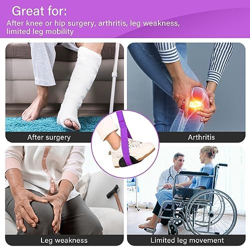 39'' Long Leg Lifter Strap with Padded Handgrips and Feet Loop,Rigid Leg Lifter Hip&Knee Replacement Surgery Recovery Kit,Mobility Aids Foot Lifter Easily Get in and Out of Bed,Car,Wheelchair