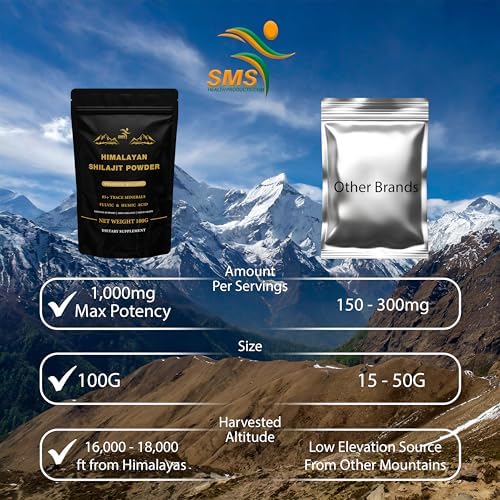 Shilajit Pure Himalayan Shilajit Powder - Gold Grade 100% Pure with Fulvic Acid & 85+ Trace Minerals Complex for Energy & Immune Support - 100g