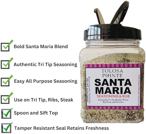 Tolosa Pointe Santa Maria Seasoning & BBQ Rub 24oz – Authentic California Blend, Gluten-Free, No Preservatives – Multipurpose Grill Seasoning for Tri-Tip, Steak, Chicken, Pork, Vegetables (1 Pack)