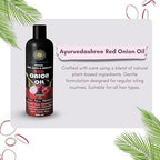 AYURVEDASHREE Hair Treatment Oil with Red Onion, Oil blends of Black Seed, Pure Argan, Sandalwood & Rose - 200 Ml/6.7 fl oz