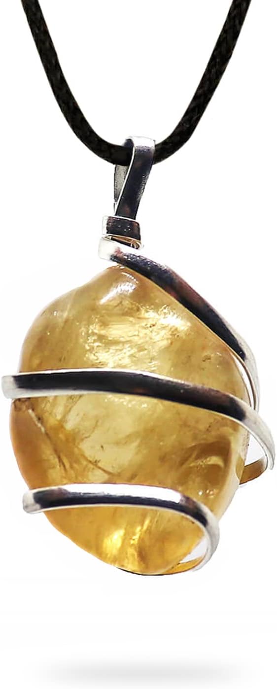 AYANA Citrine Gemstone Pendant Necklace | Natural Crystal Healing | Stone of Joy, Promotes happiness, Wealth, and Abundance | Handmade with Ethically Sourced Raw Natural Pure Gemstone
