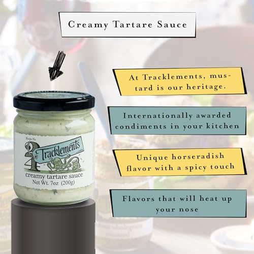 TRACKLEMENTS - Creamy Tartare Sauce - Pieces of Capers, Pickles & Crunchy Onions, Condiments for Recipes - Perfect for Lobster or Crisp Battered Cod - Vegetarian, Gluten Free - 5.64oz - Pack of 2