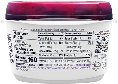 DAISY Blueberry Single 4% Cottage Cheese, 6.0 Oz, 6 OZ