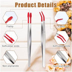 4 PCS Rubber Tipped Tweezers PVC Rubber Coated Tweezer, Stamp Tweezers for Crafting Coated Flat and Bent Forceps Hobby Tweezer for Lab Industrial Jewelry Craft Coin Stamp Tongs