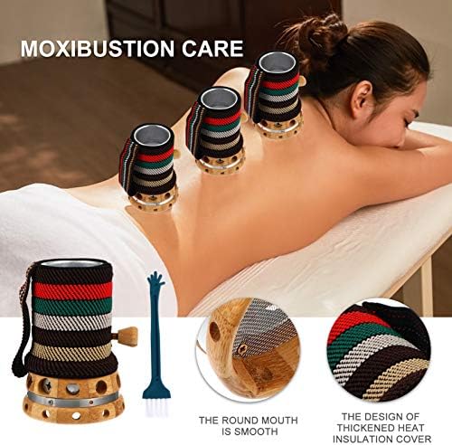 1 Set Scraping jar Wooden Moxibustion Pot Moxa Massage Tool Chinese Moxa Supplies Moxibustion Bundle Manual Massage Tools Bamboo Tube Control Household