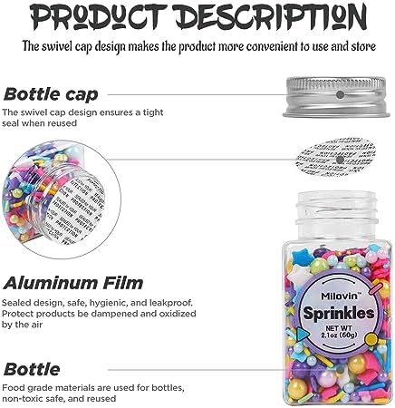 Edible Black and White Sprinkles, White Pearl Sprinkles, Black Sugar Pearls, Edible Pearls for Cake Decorating, Cupcakes, Ice Cream Toppers, Macarons, and Cookies(4.23oz)