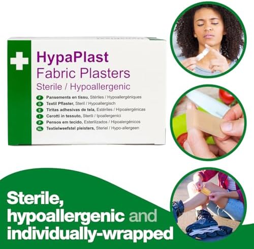 Safety First Aid Group HypaPlast Fabric Plasters, 7.2 x 2.5 cm (Pack of 100) Sterile Hypoallergenic