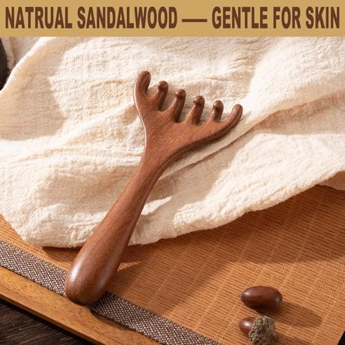 Wooden Scalp Massager, Foot Massage Tool, Massage Comb for Scalp Gua Sha - Sandalwood