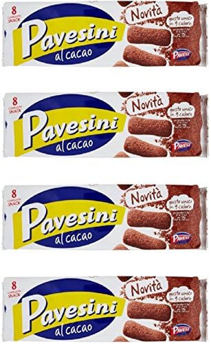 Pavesi: "Pavesini Al Cacao " Light Biscuits Cocoa Taste 8 packs 7 Ounces (200g), pack of 4