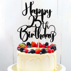 Happy Birthday 25th Cake Topper，Men/Women 25th Birthday,25th Anniversary Party Cake Topper Decorations/Dinner Party Decorations (25)