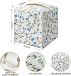 Dasiy and Blue Floral Tissue Box Cover Square with Bottom Belt, Leather Waterproof Tissue Holder Facial Paper Case for Tabletop Home Office Bathroom Car Decor -01