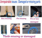cpqakb 12 Pcs Zipper Pull Replacement 5 Zippers Repair Kit #5 Lockable Sliders, Bottom and Top Stop, Fix Zip Head On for Repairing Coats,Jackets, Metal Plastic and Nylon Coil Zippers.