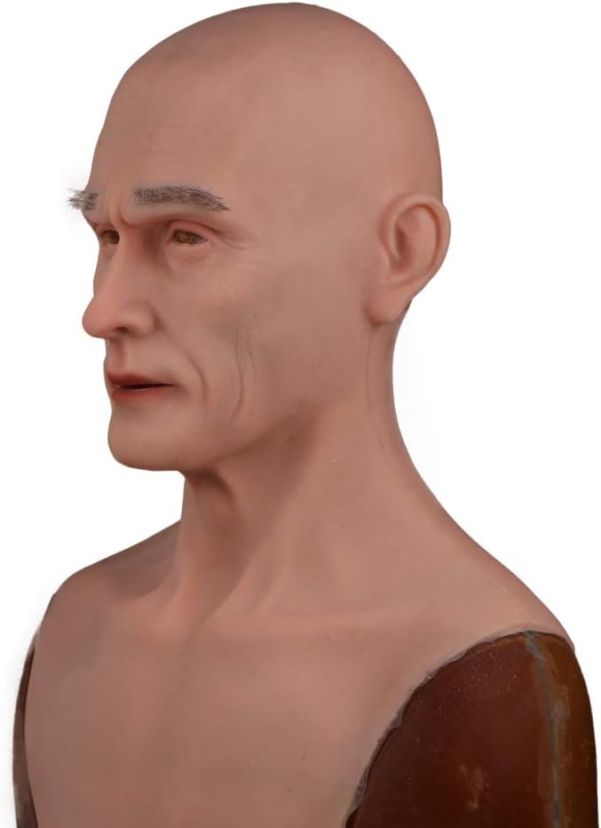 EQAIWUJIE Silicone Realistic Old Man Face Silicone for Cosplay Halloween Handmade Costumes