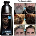 MOKERU Professional Men's Mustache & Beard Black Hair Color Dye Shampoo: Plant Extract All Natural Instant Fast Acting 5 Minutes Color Dye Black