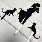 JIEEIN Wedding Cake Topper - Bride Hold Groom with Flowers Besides Two Pet Cats Silhouette Cake Decoration