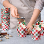 Maxdot 200 Pcs Christmas Plaid Tulip Cupcake Liners for Baking Red & Green Gingham Paper Muffin Baking Cups Checkered Tulip Muffin Liners Wrappers for Xmas Winter Party Kitchen Supplies